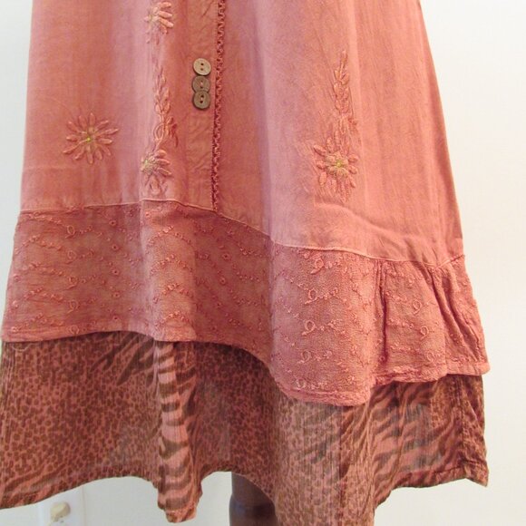 Raya Sun Orange Big Cat Print Embroidered Sun Dress 3X - Picture 4 of 16